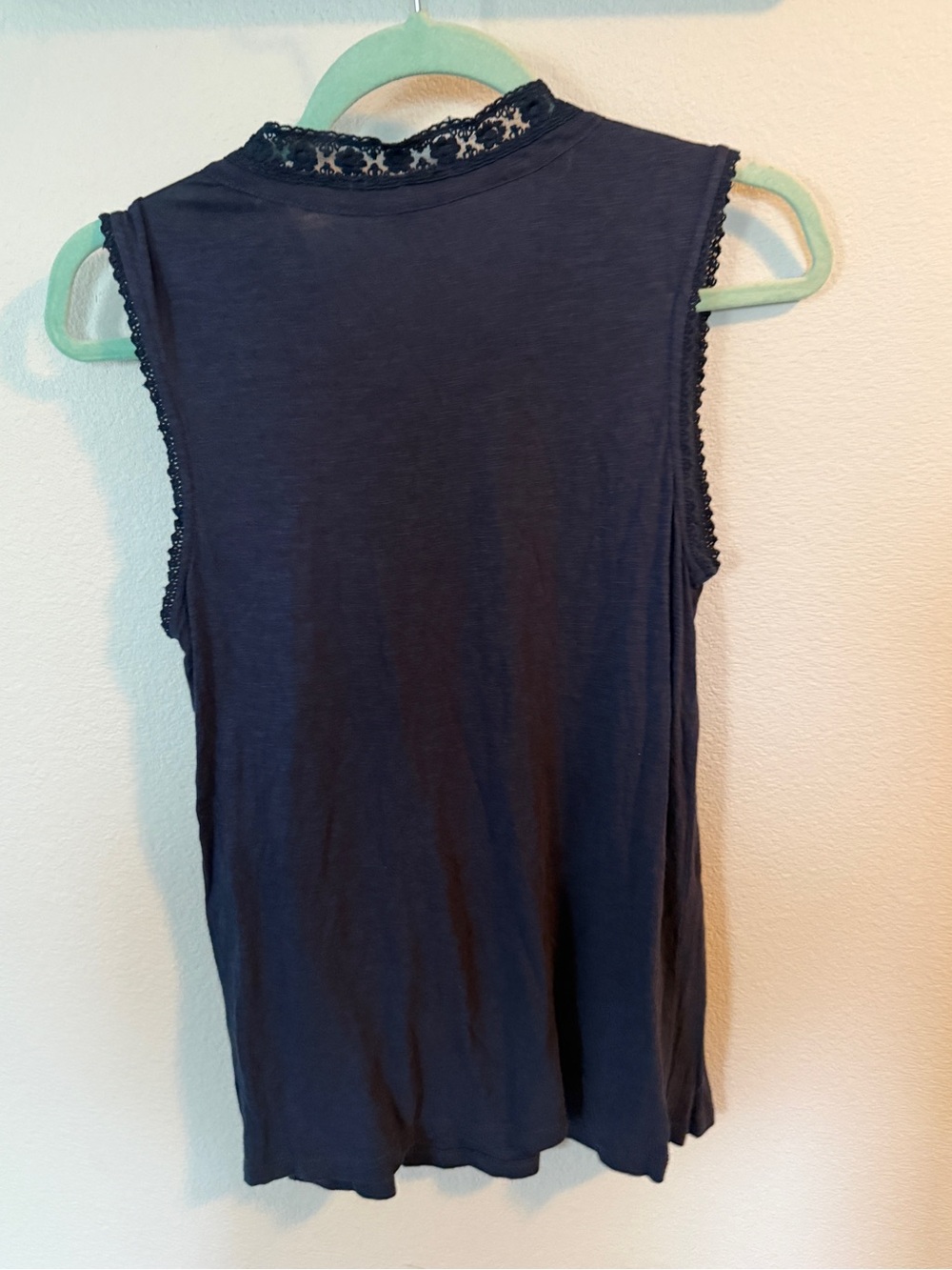 Lucky Brand Navy Embroidered Sleeveless Henley Tank - Picture 3 of 3